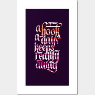 A Book A Day Keeps Reality Away Reading Lover Calligraphy Posters and Art